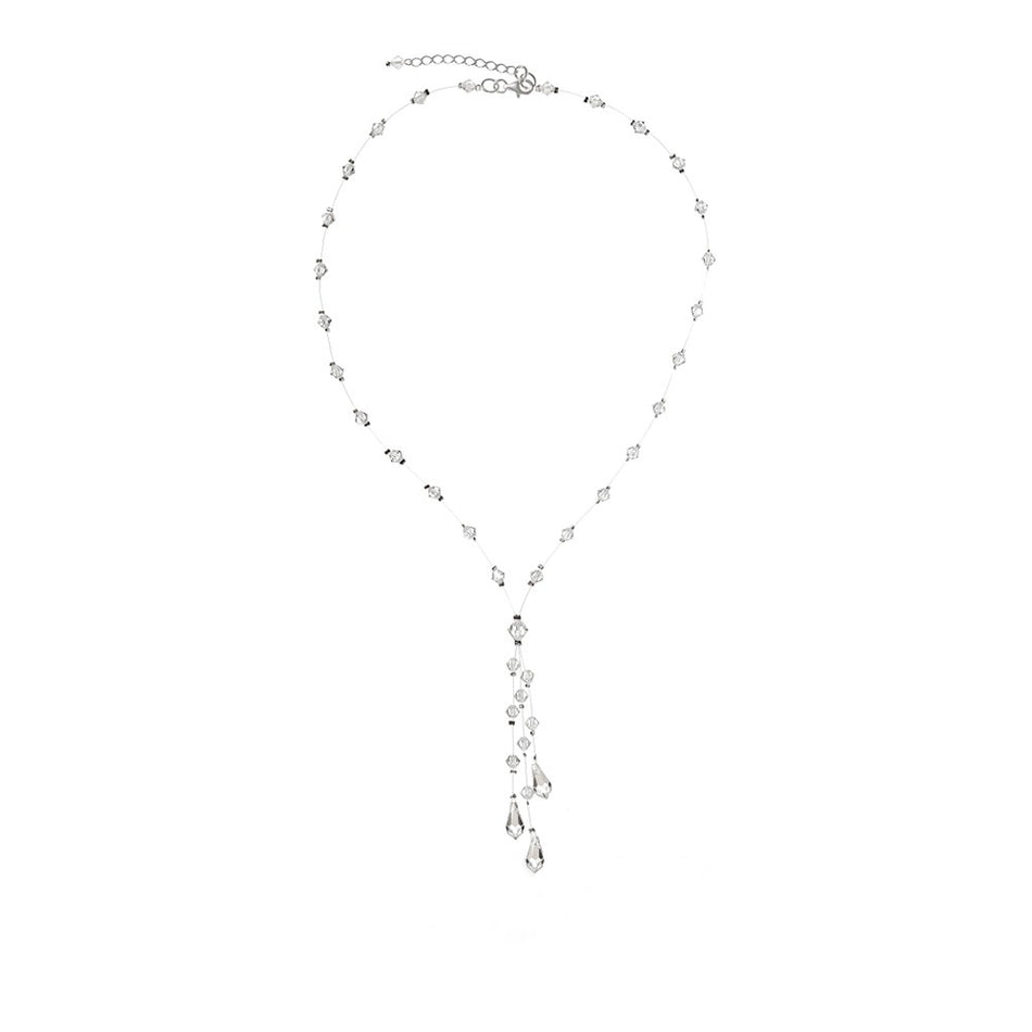Silver Wedding Necklace with Crystal