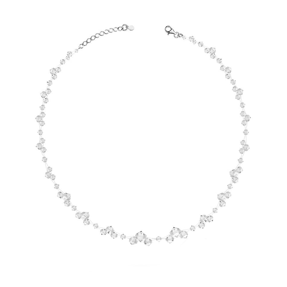 Silver Wedding Necklace with Crystal