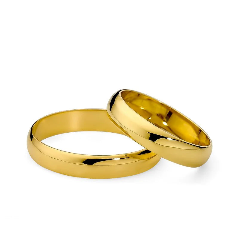 Classic Half-round Gold Wedding Bands Rings 4mm