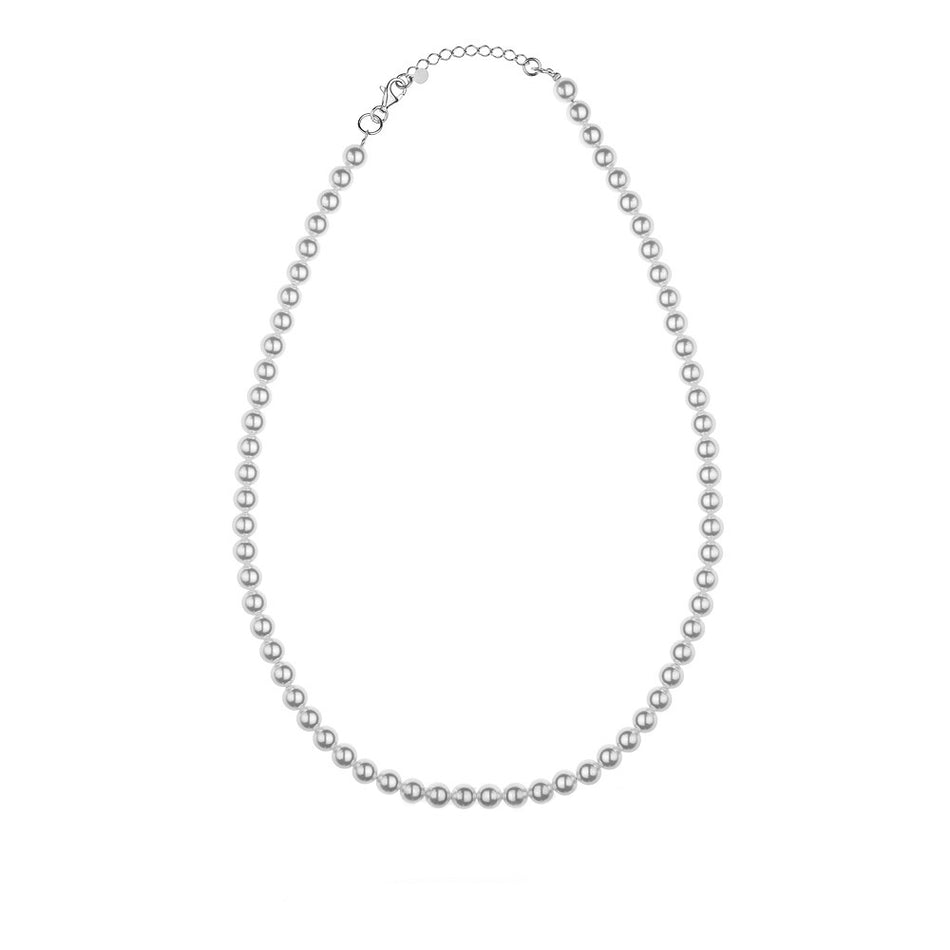 Silver Wedding Necklace with Synthetic Pearl