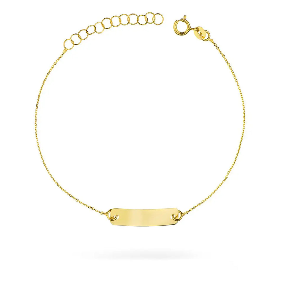 Children's Gold Bracelet with Plate For Engraving