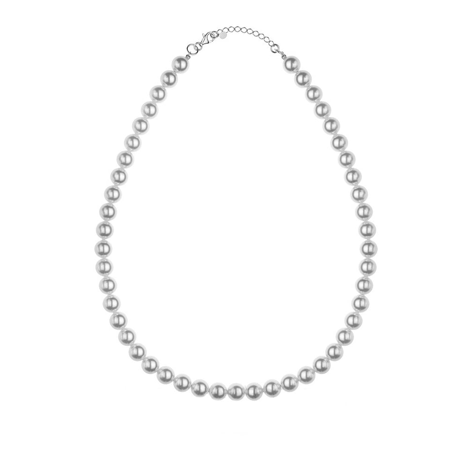 Silver Wedding Necklace with Synthetic Pearl