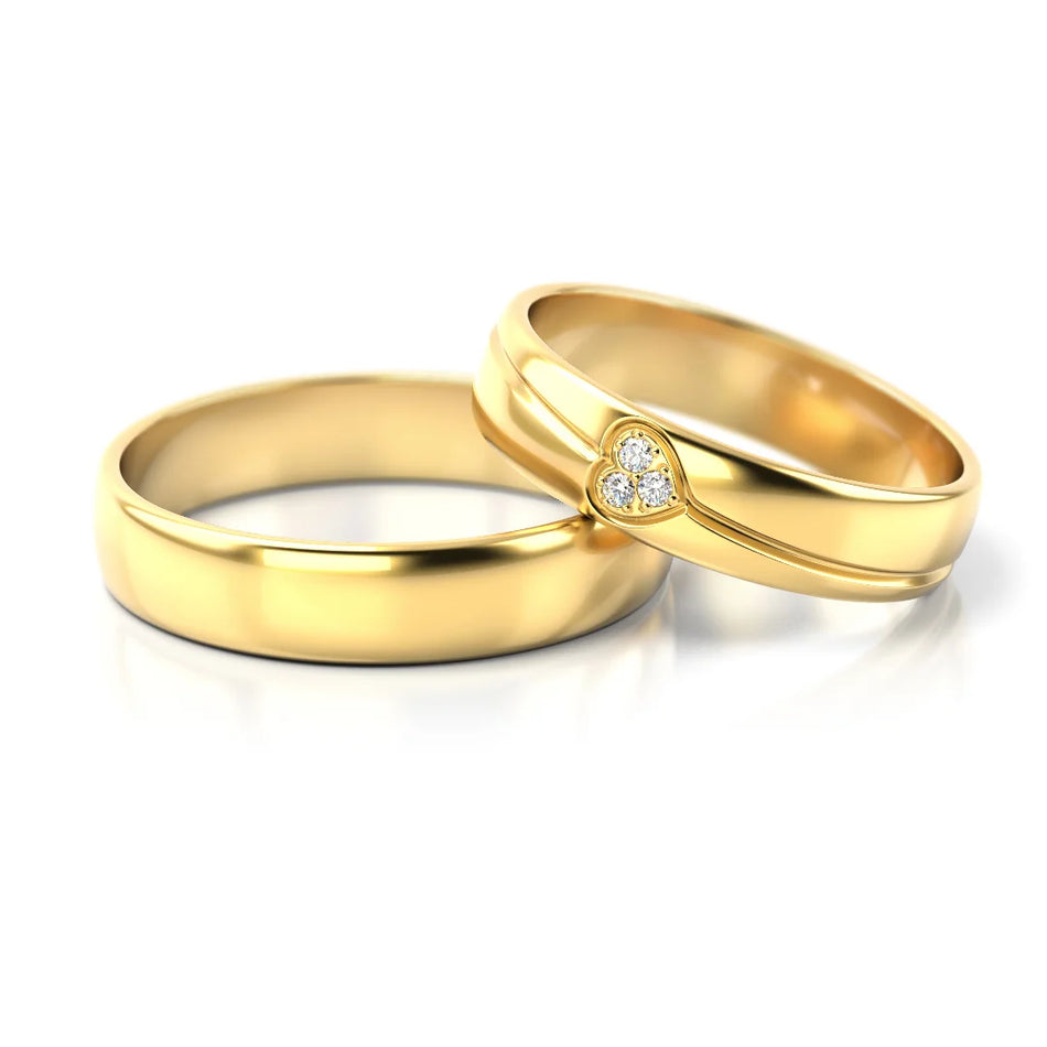 Classic Gold Wedding Bands Rings with Zirconia 4.5mm