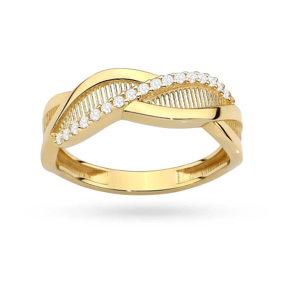 Gold Ring with Zirconia Waves