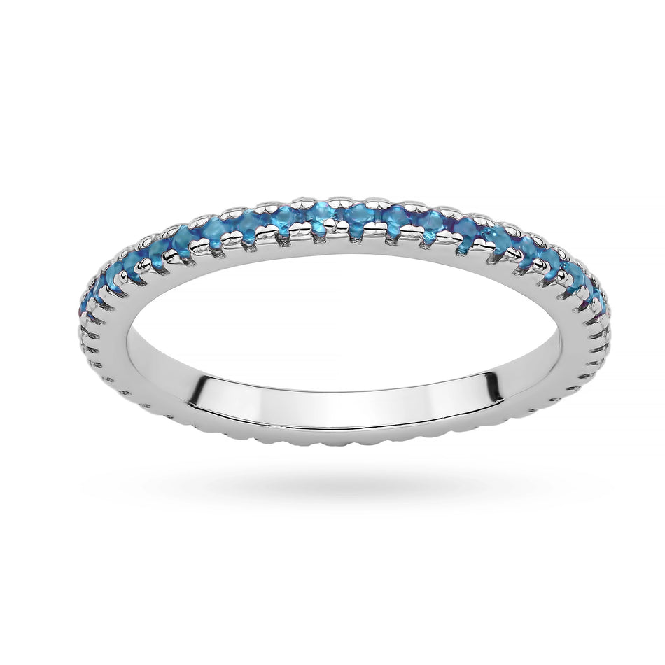 Silver Ring with Blue Zirconia