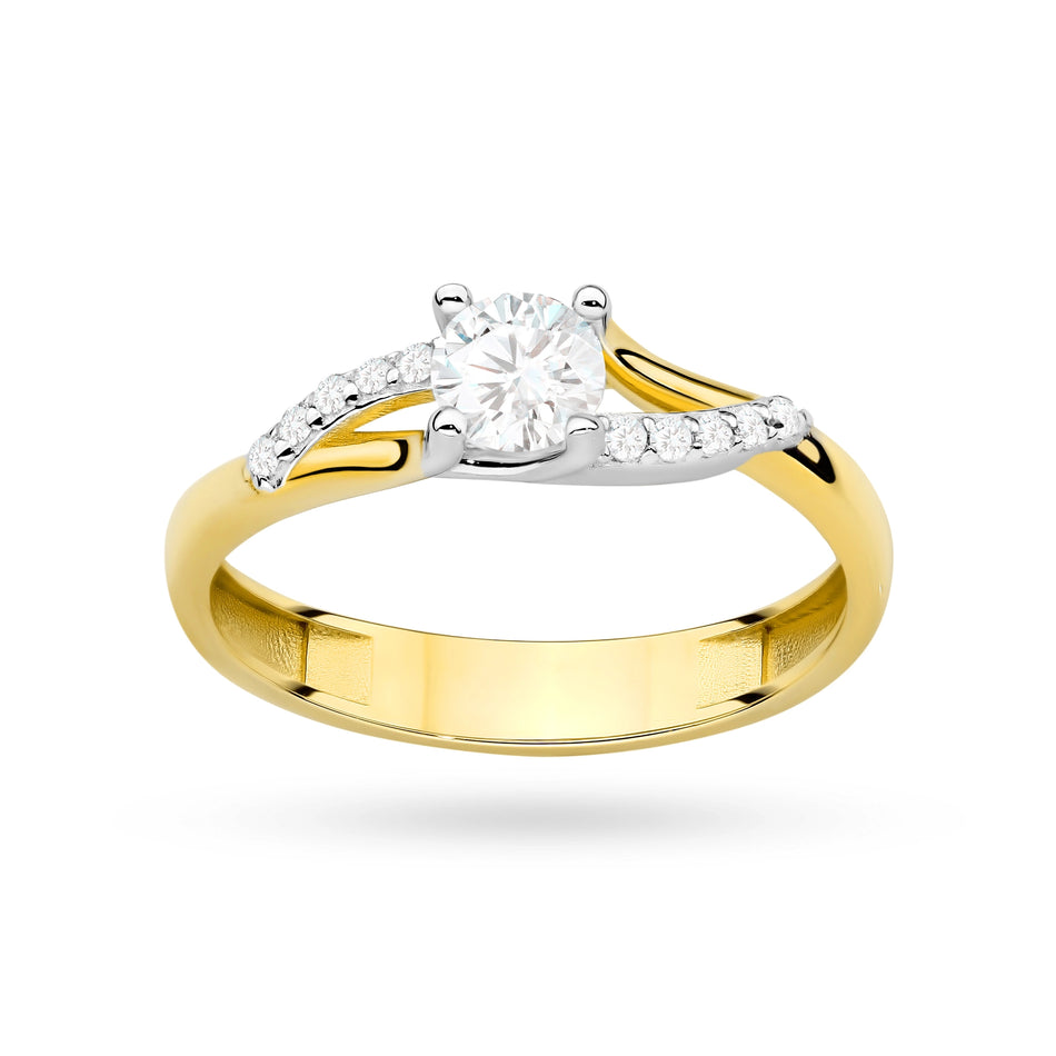 Gold Ring with Zirconia Waves