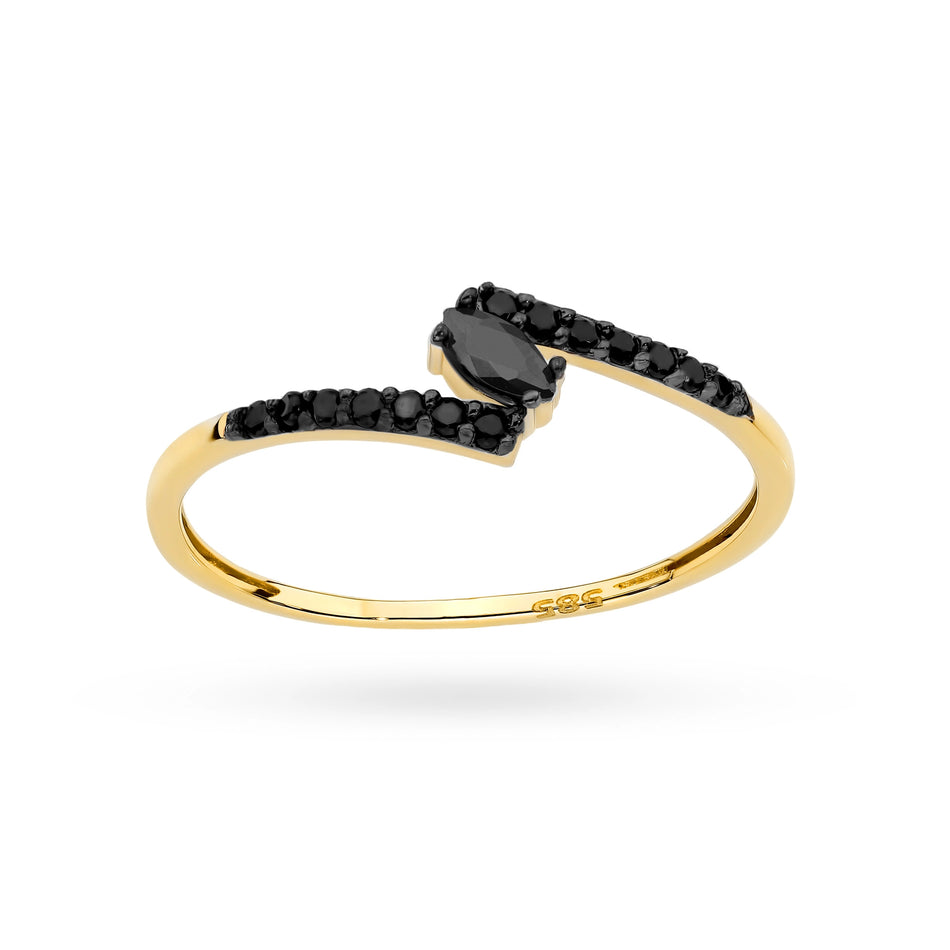 Subtle Gold Ring with Black Zirconia