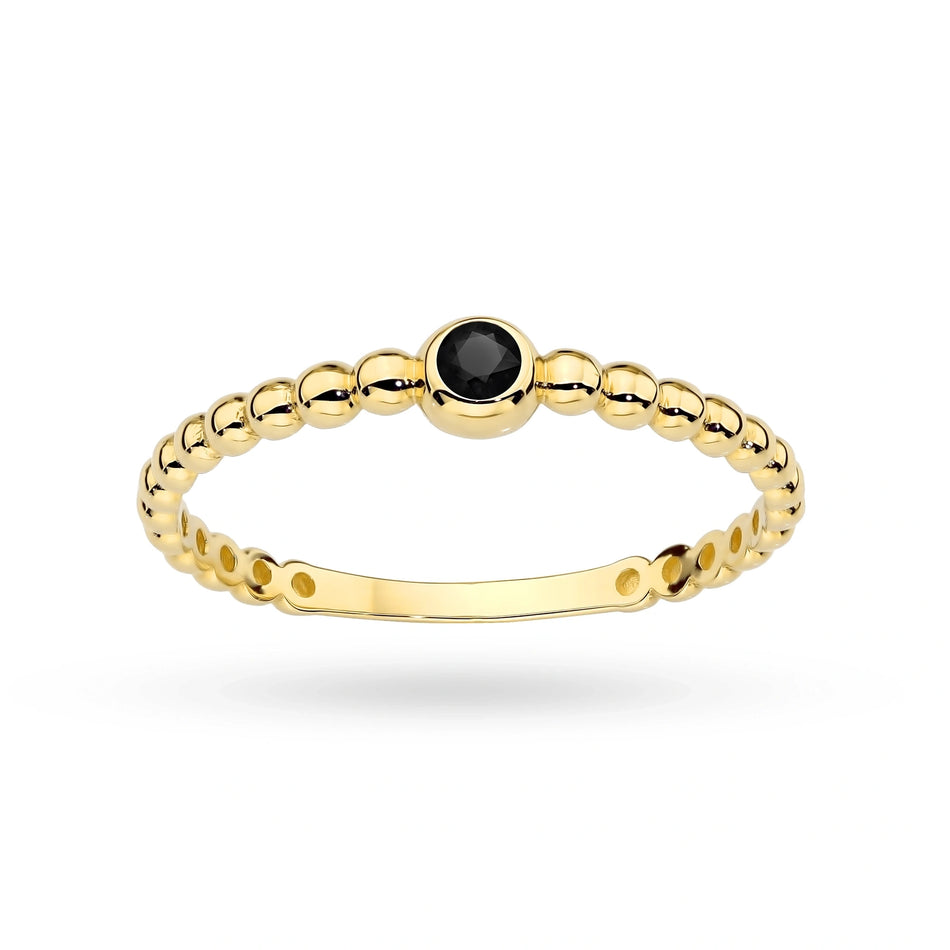 Gold Ring with Black Zirconia Beads