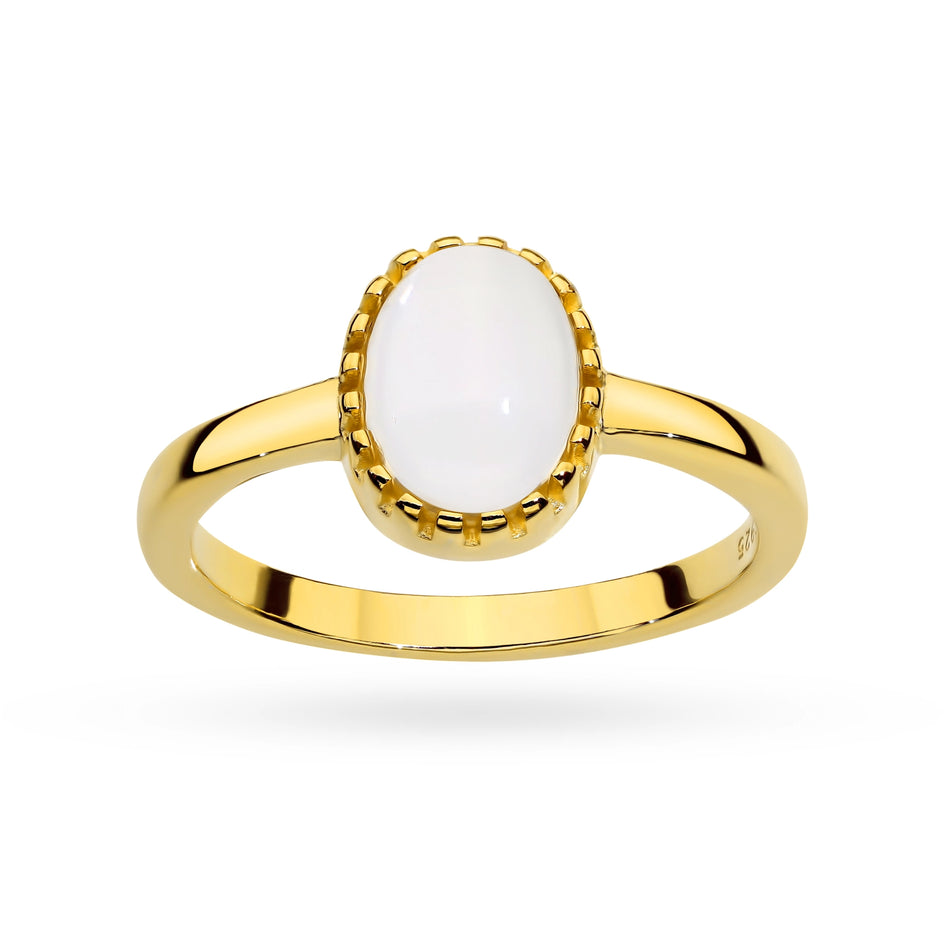 Gold-plated Silver Ring with White Quartz
