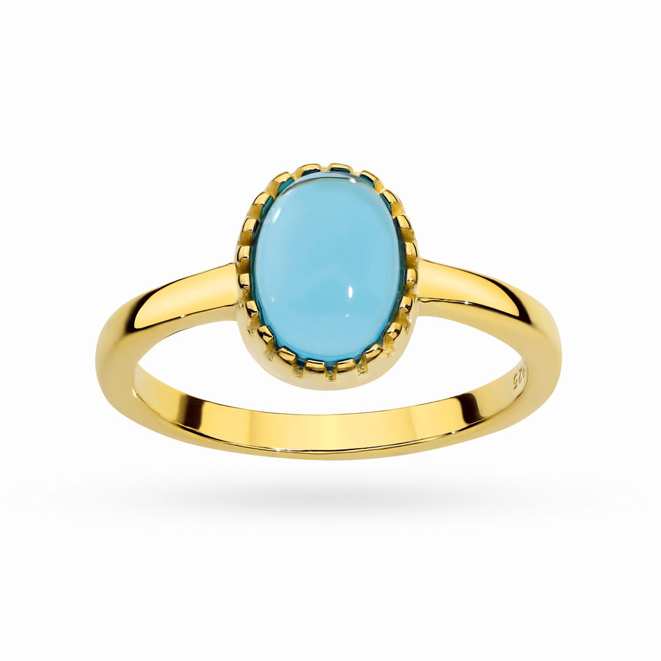 Gold-plated Silver Ring with Blue Quartz