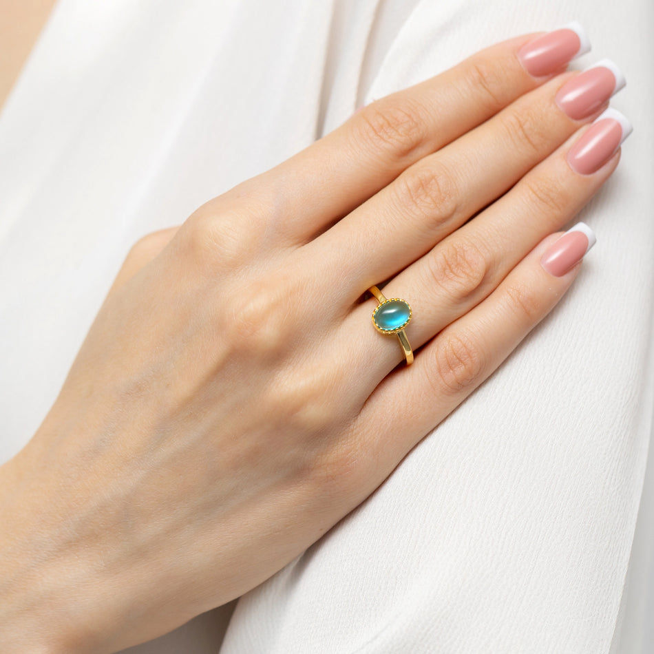 Gold-plated Silver Ring with Blue Quartz