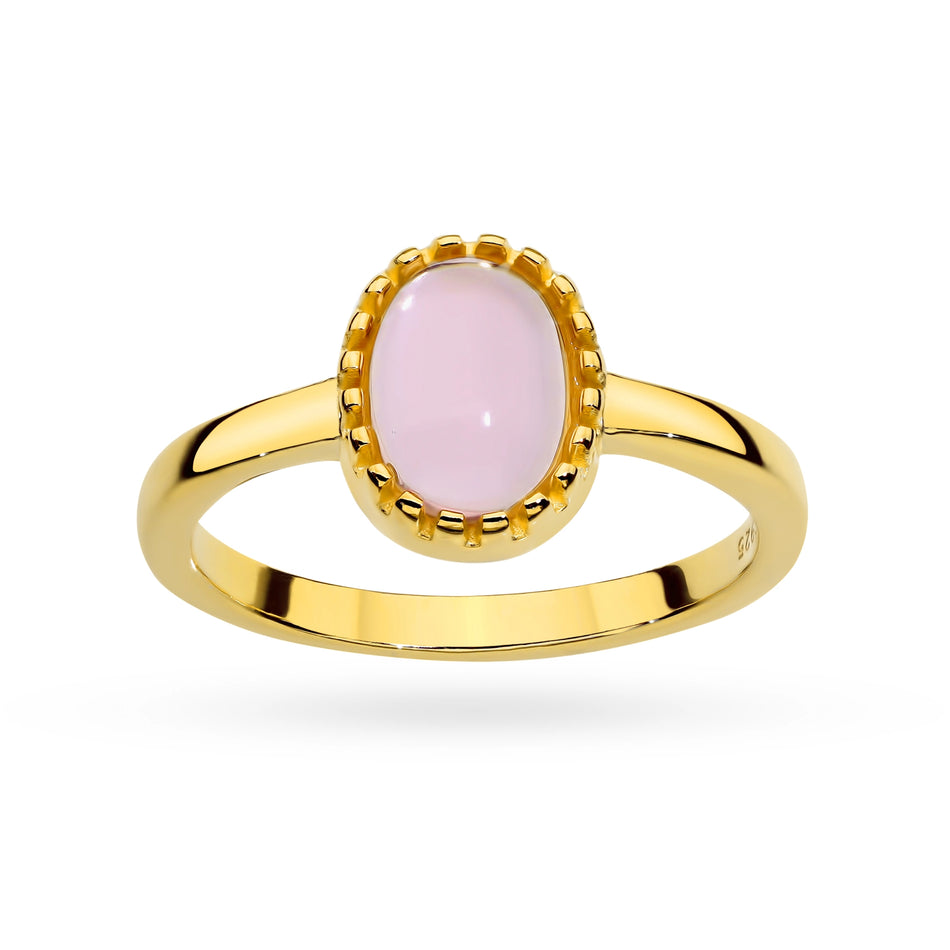 Gold-plated Silver Ring with Pink Quartz