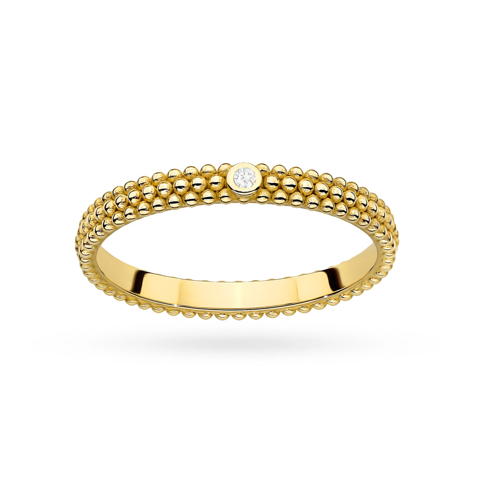 Gold Ring with Zirconia Beads