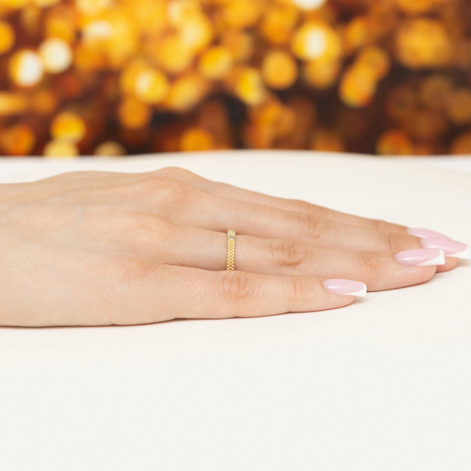 Gold Ring with Zirconia Beads