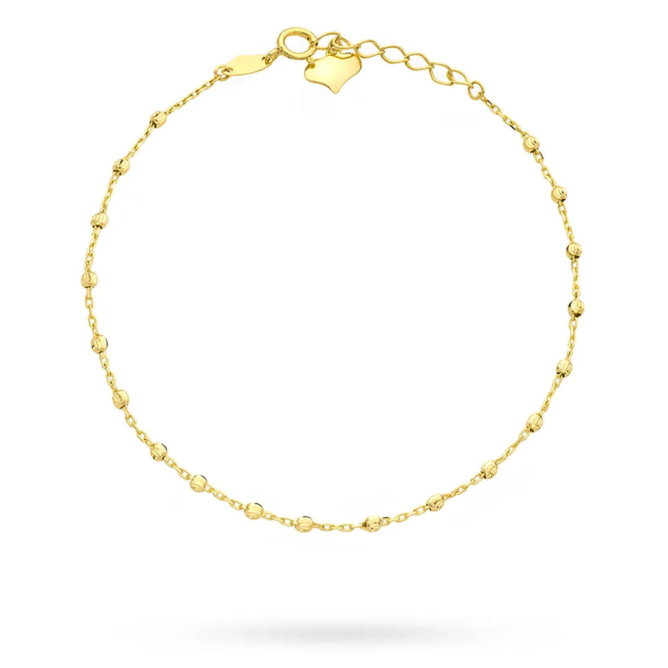 Zlatý náramek s korálky a srdcem