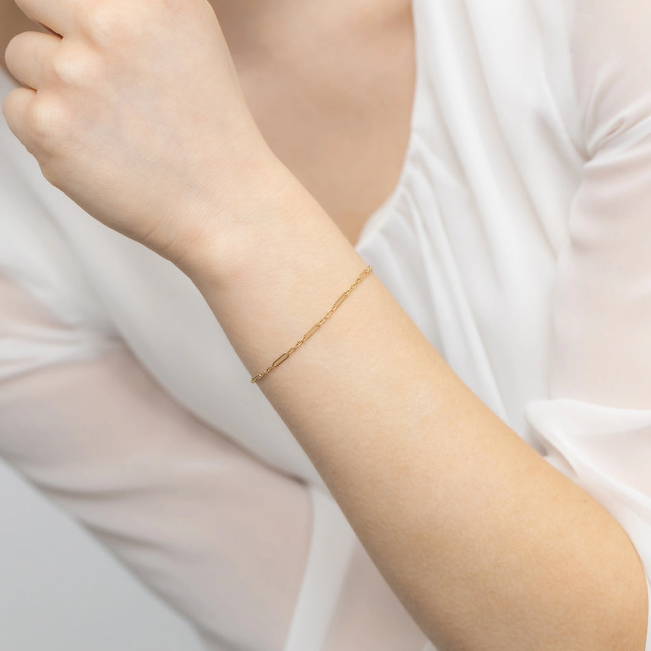 Gold Bracelet with Wide Links