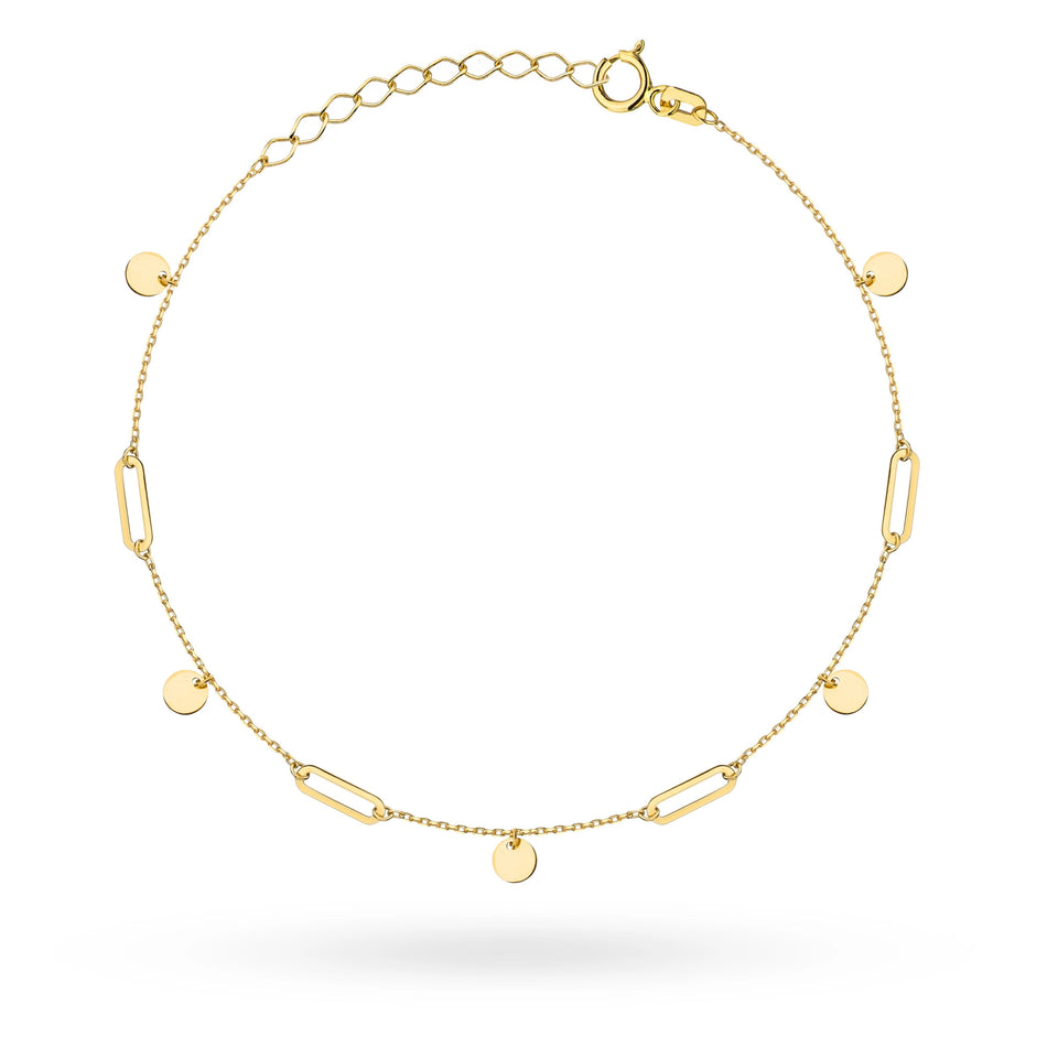 Gold Bracelet with Links and Circles