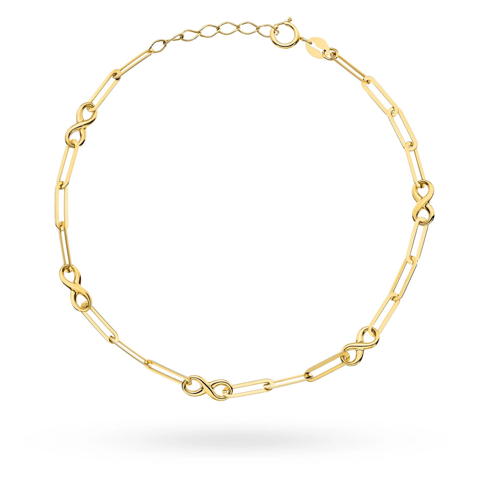 Gold Bracelet with Links and Infinity Symbols