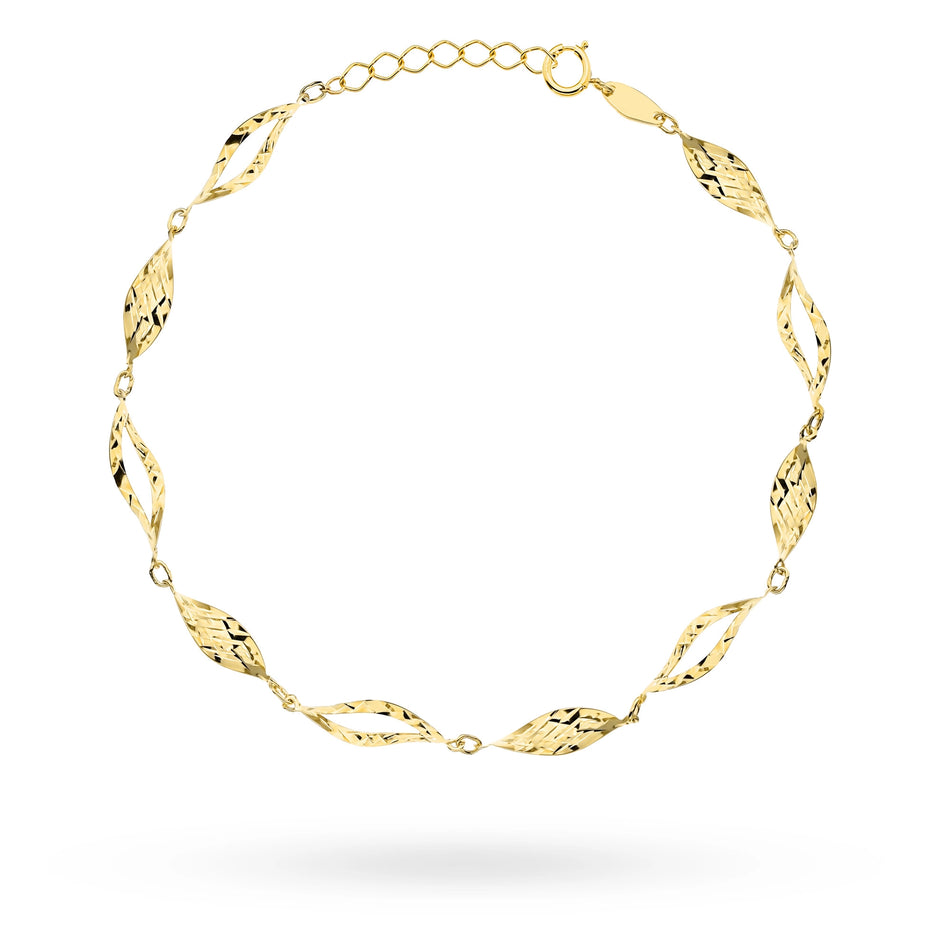 Gold Bracelet with Openwork Leaves