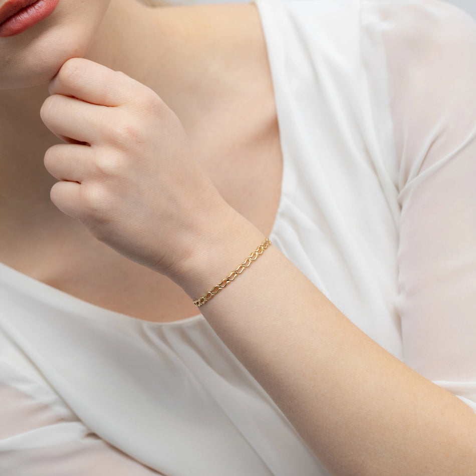 Gold Bracelet with Double Waves