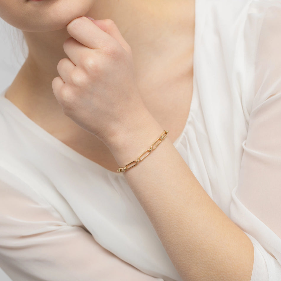 Gold Bracelet with Wide Links