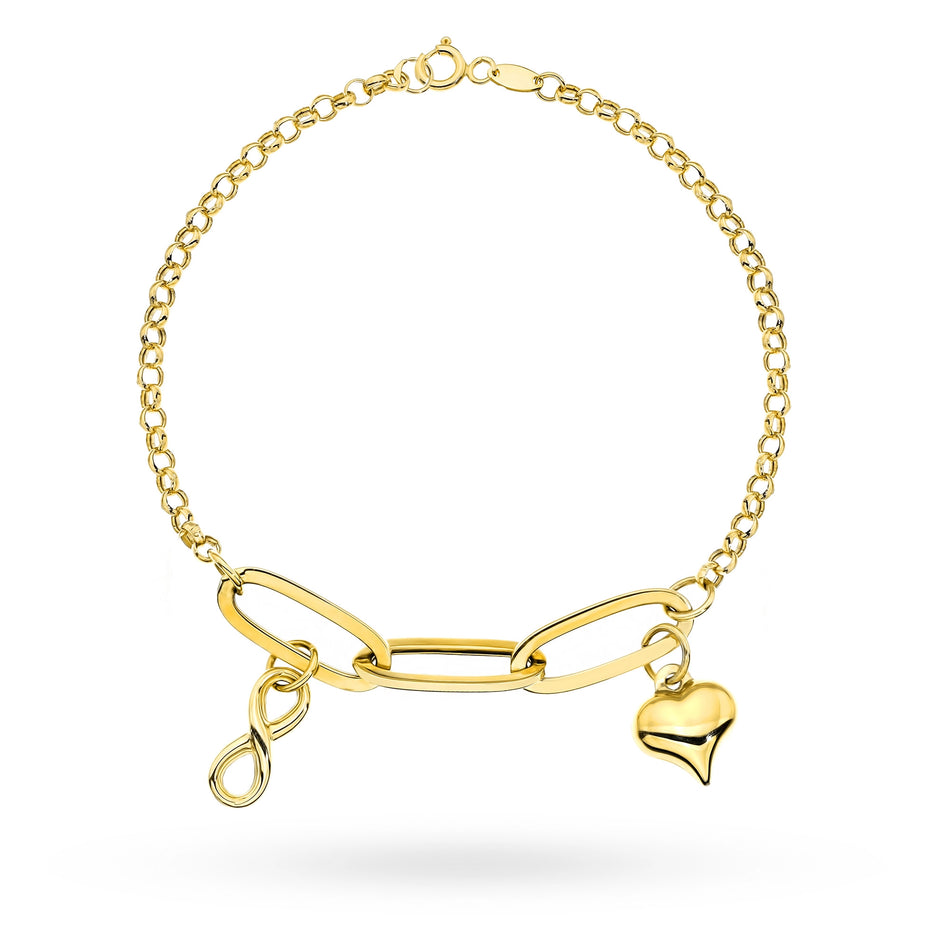 Gold Bracelet with Heart and Infinity