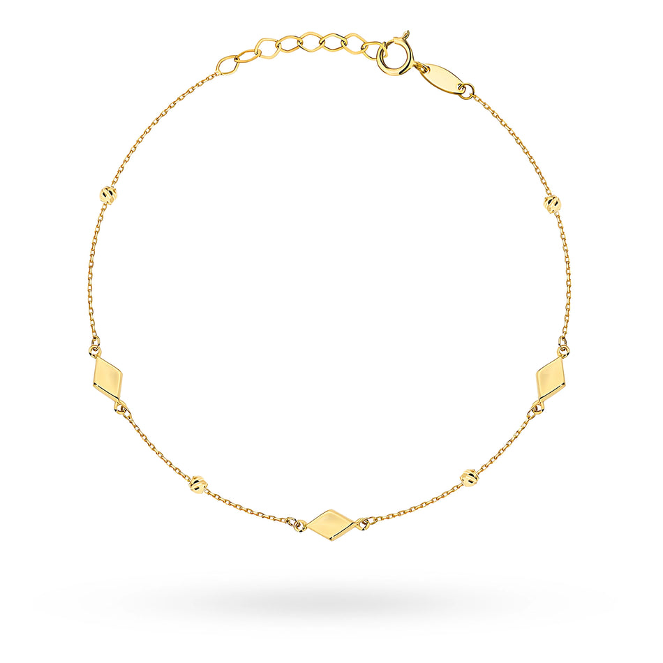 Gold Bracelet with Rhombuses and Beads