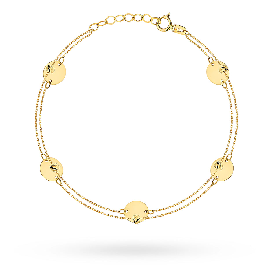 Gold Bracelet with Circles and Beads