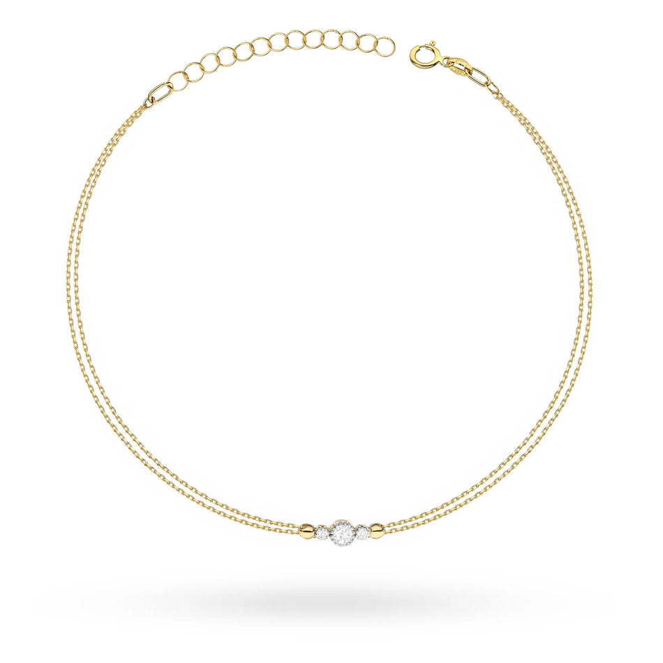 Gold Bracelet with 0.10ct  and 0.029ct Diamonds