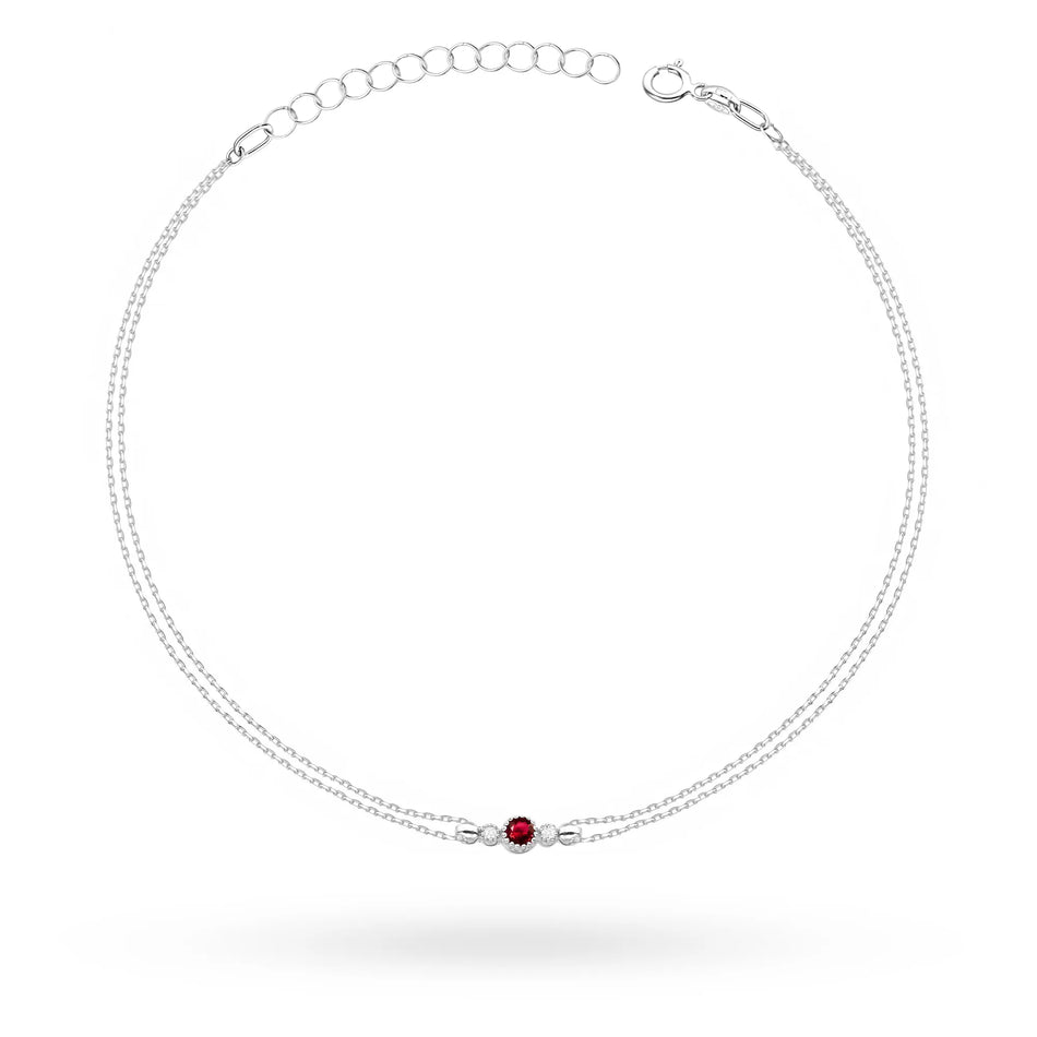 Gold Bracelet with 0.15ct Ruby and 0.029ct Diamonds