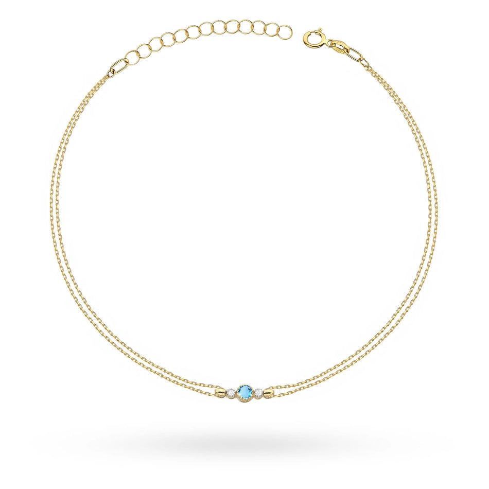 Gold Bracelet with 0.15ct Topaz and 0.029ct Diamonds