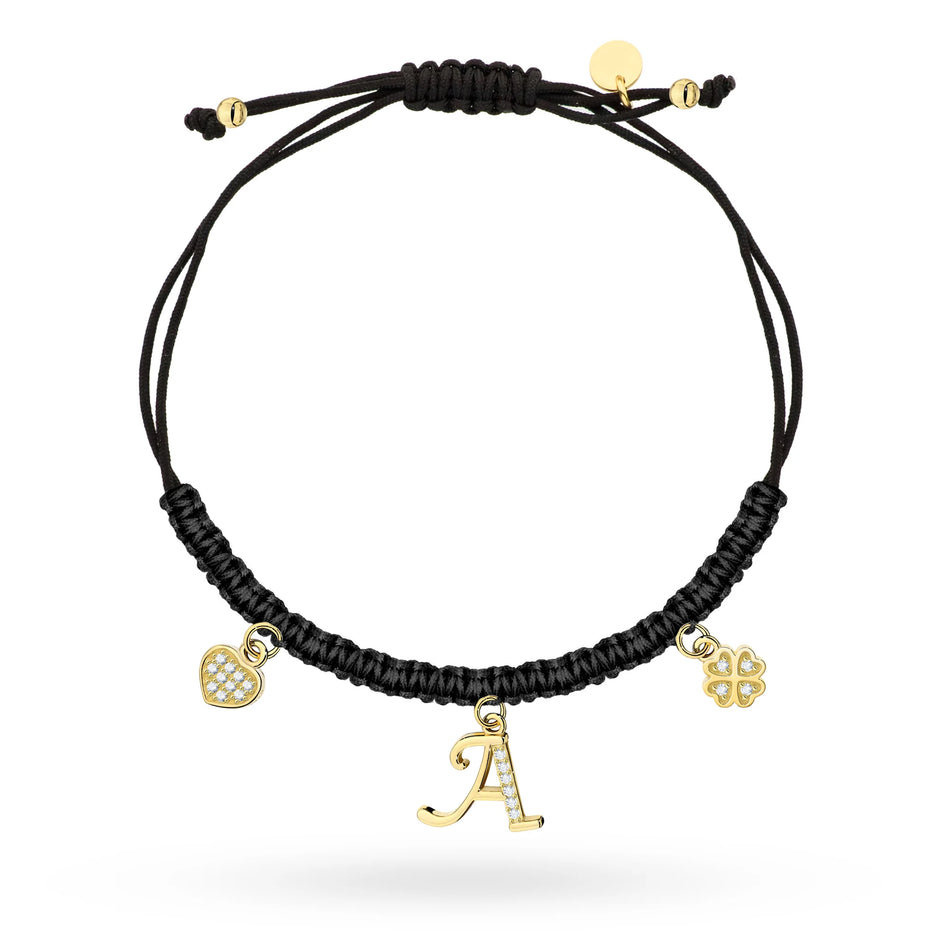 Gold-plated Silver Bracelet with Zirconia Letter A