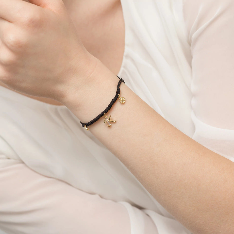 Gold-plated Silver Bracelet with Zirconia Letter K