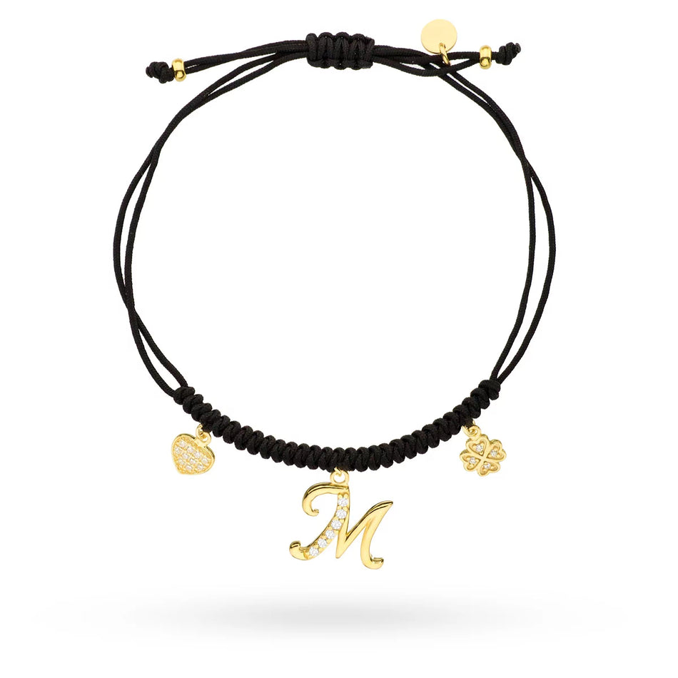 Gold-plated Silver Bracelet with Zirconia Letter M