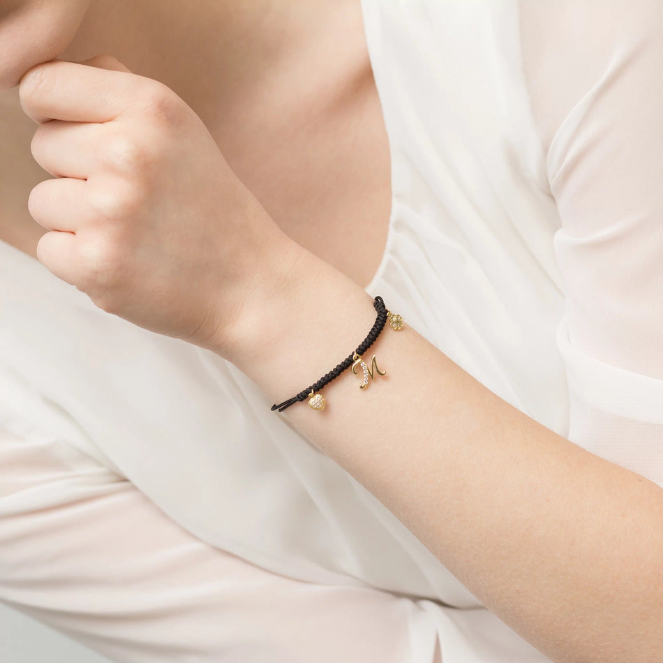 Gold-plated Silver Bracelet with Zirconia Letter M