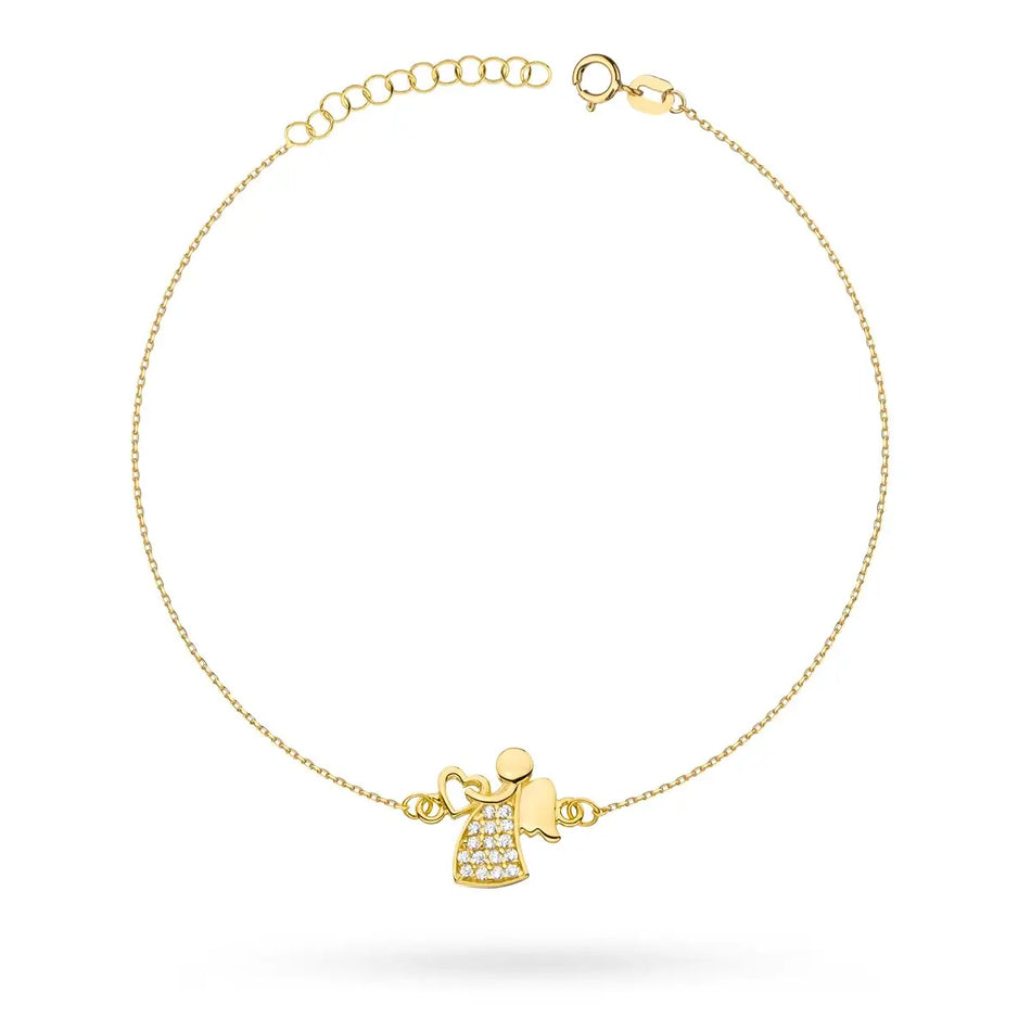 Children's Gold Bracelet with Zirconia Angel