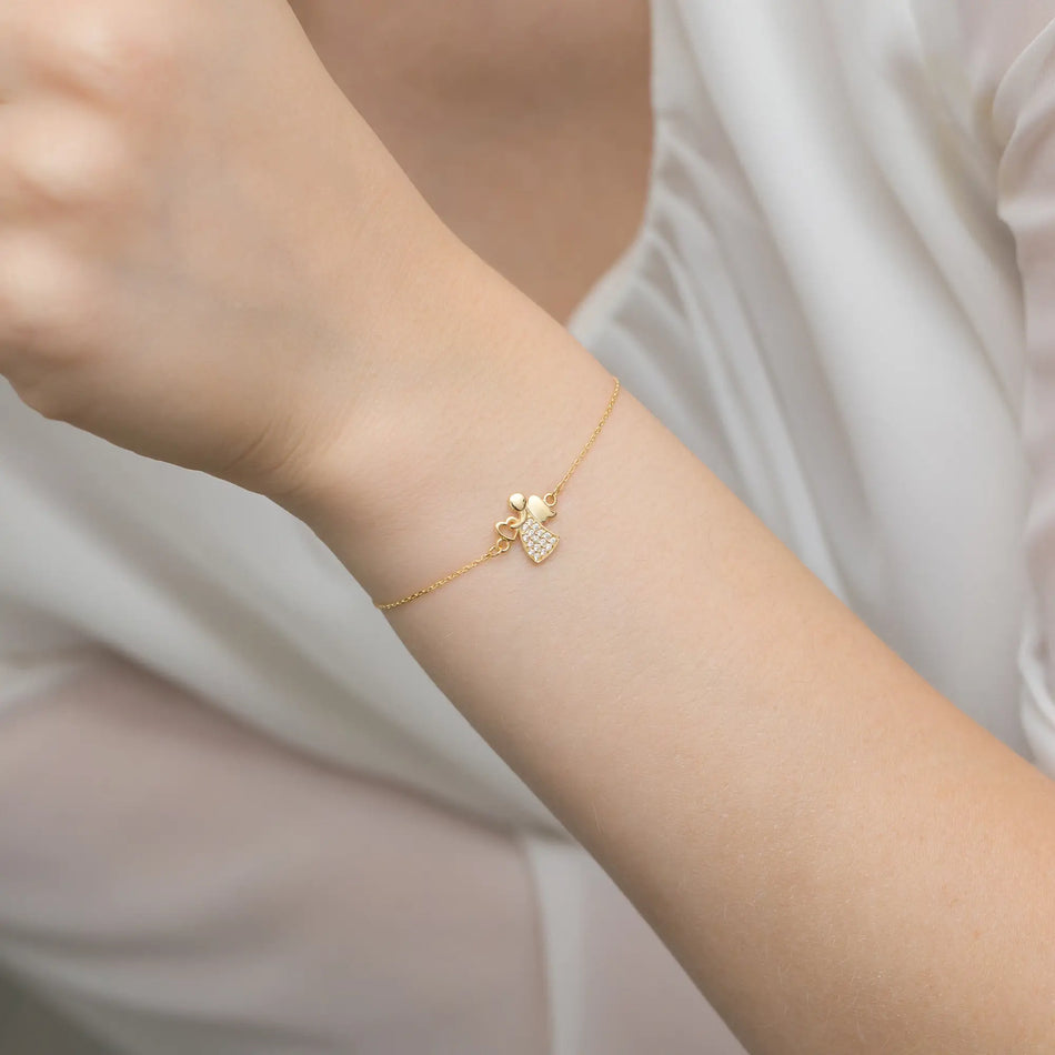 Children's Gold Bracelet with Zirconia Angel