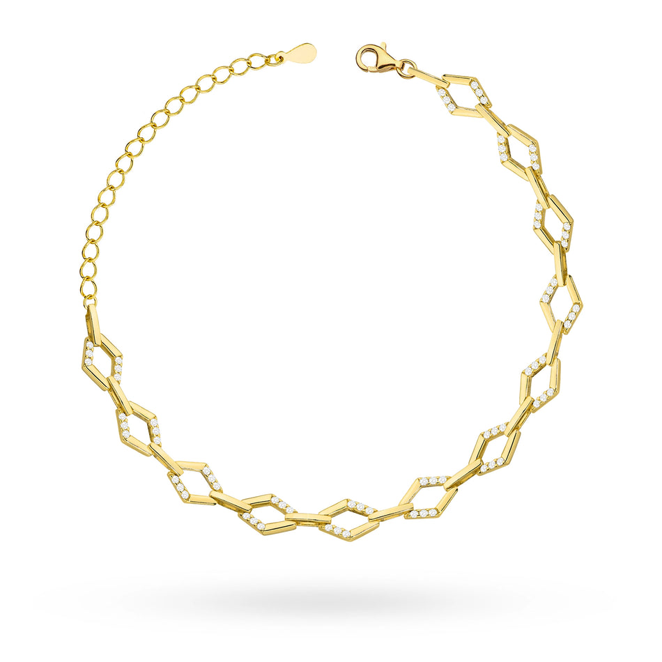Gold-plated Silver Bracelet with Zirconia Geometric