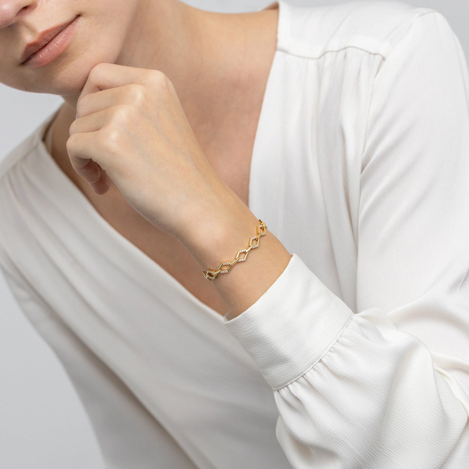 Gold-plated Silver Bracelet with Zirconia Geometric