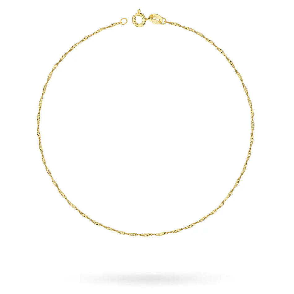 Zlatý kotníkový náramek Řetízek Singapur 1.1mm