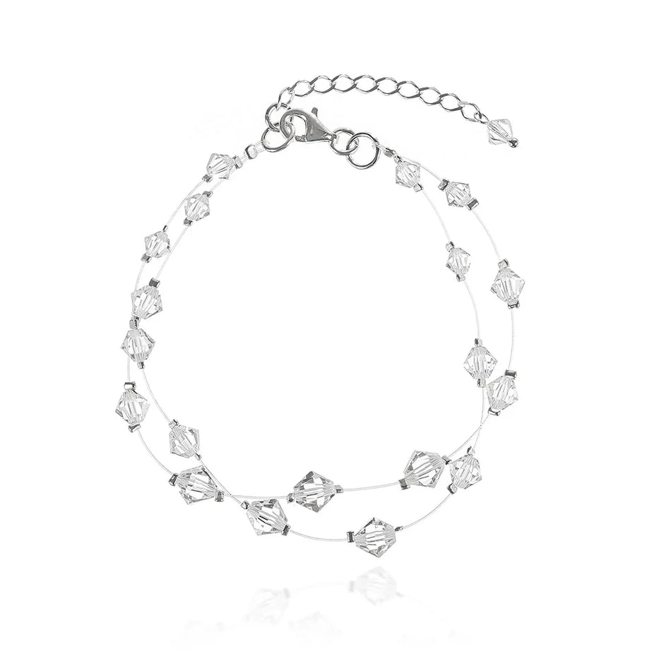 Classic Wedding Silver Swarovski Crystals Bracelet