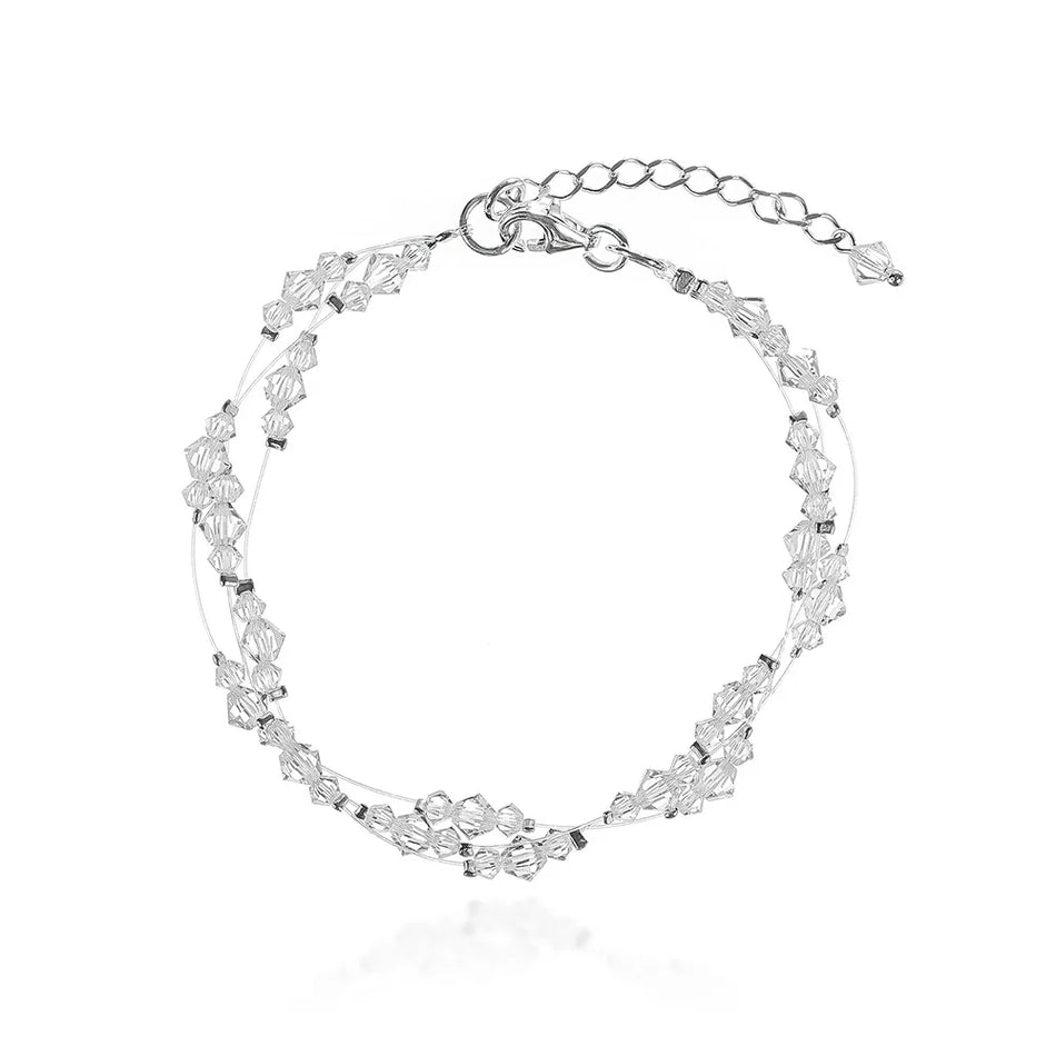 Classic Wedding Silver Swarovski Crystals Bracelet