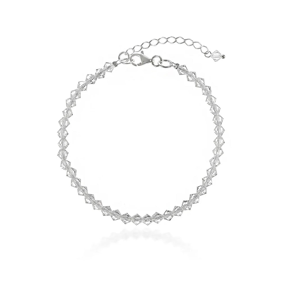 Classic Wedding Silver Swarovski Crystals Bracelet