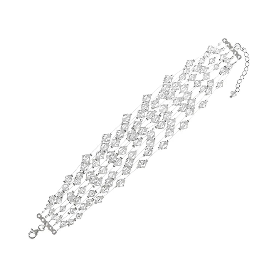 Classic Wedding Silver Swarovski Crystals Bracelet