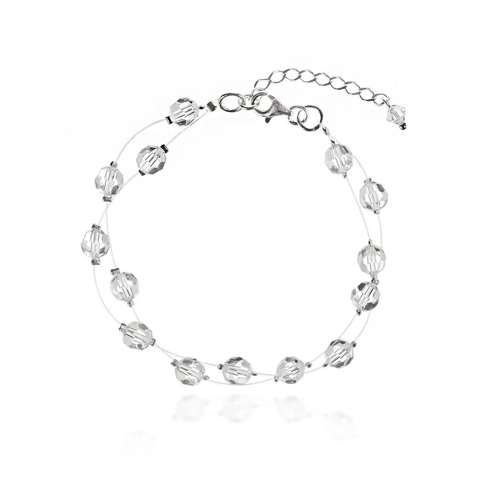 Classic Wedding Silver Swarovski Crystals Bracelet