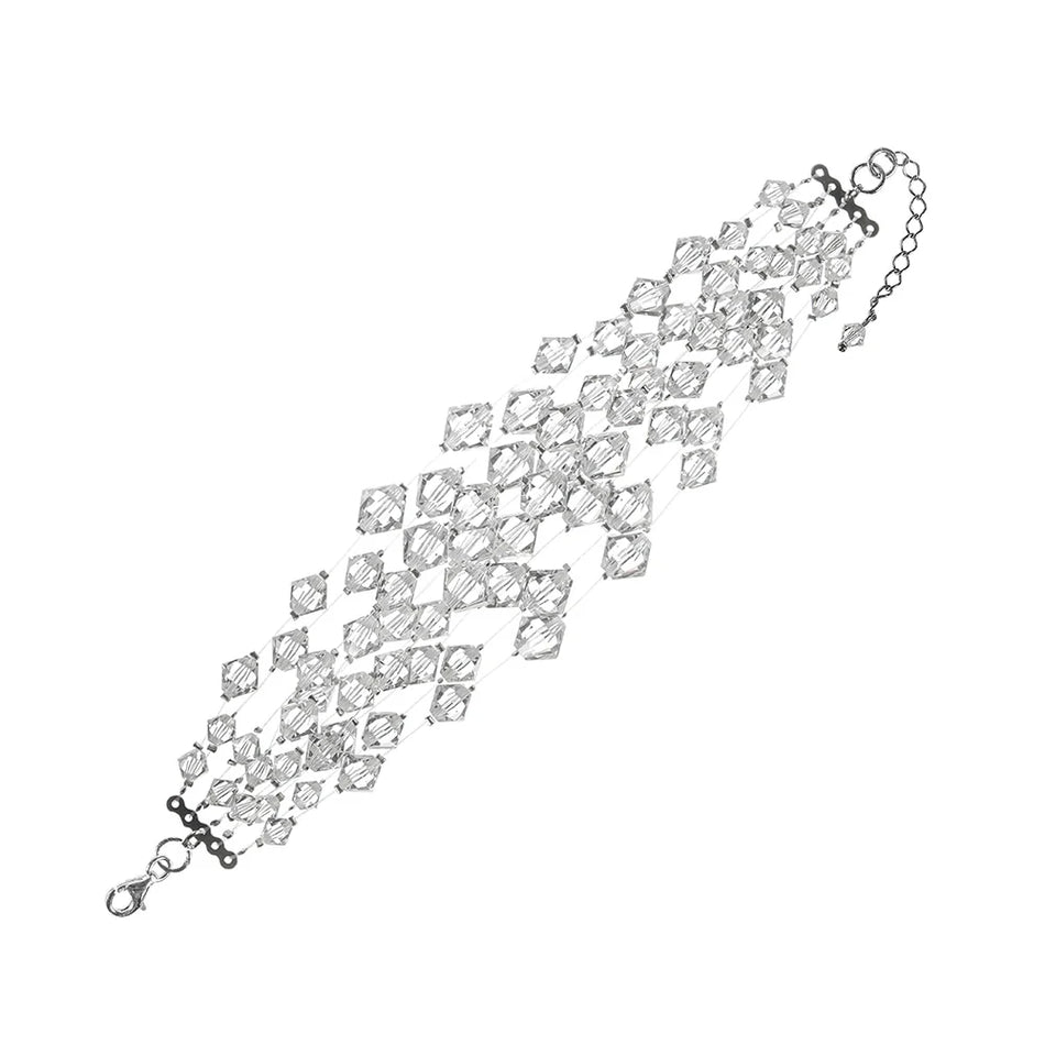 Classic Wedding Silver Swarovski Crystals Bracelet