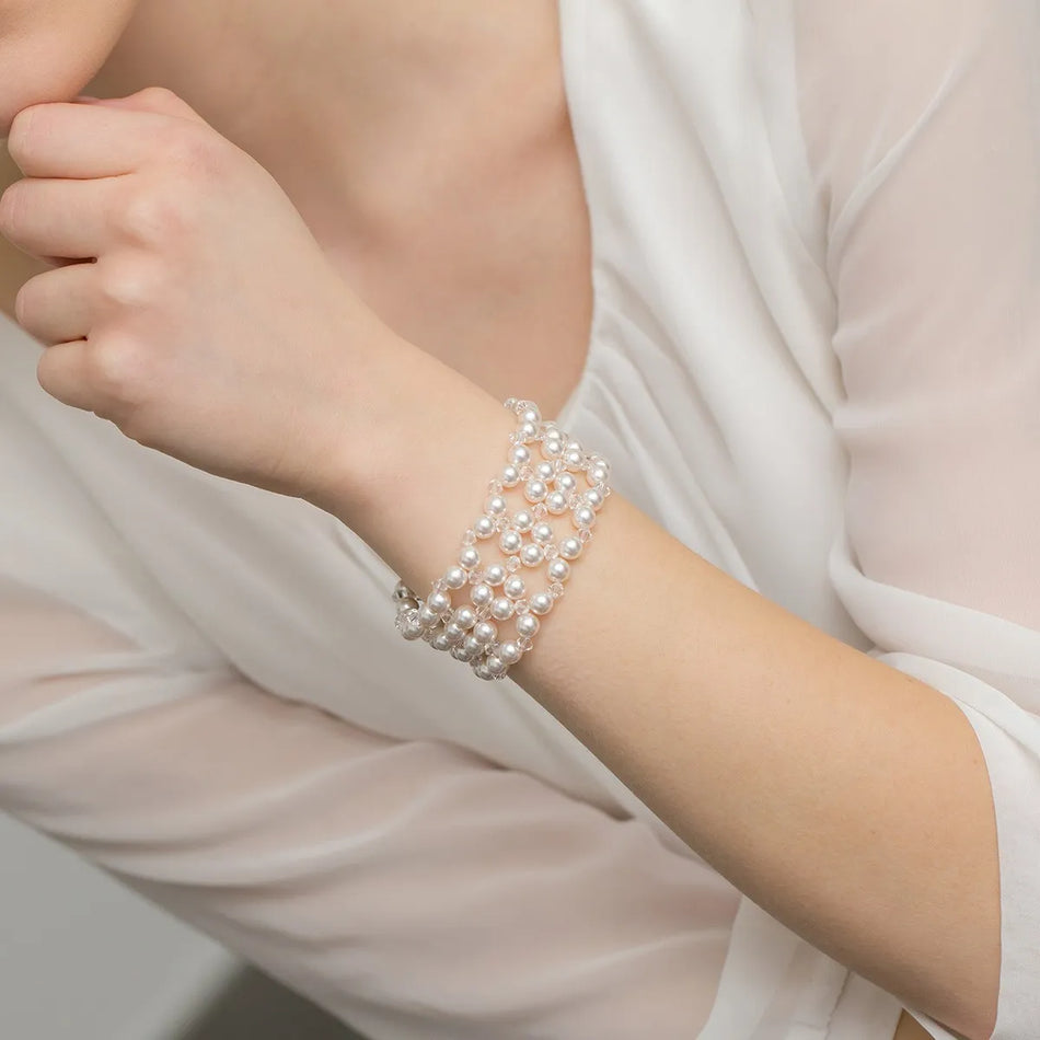 Classic Wedding Silver Pearl Bracelet