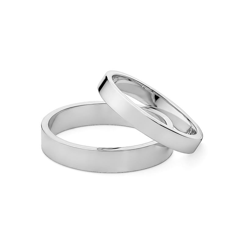 Classic Flat Gold Wedding Bands Rings 3 and 4mm