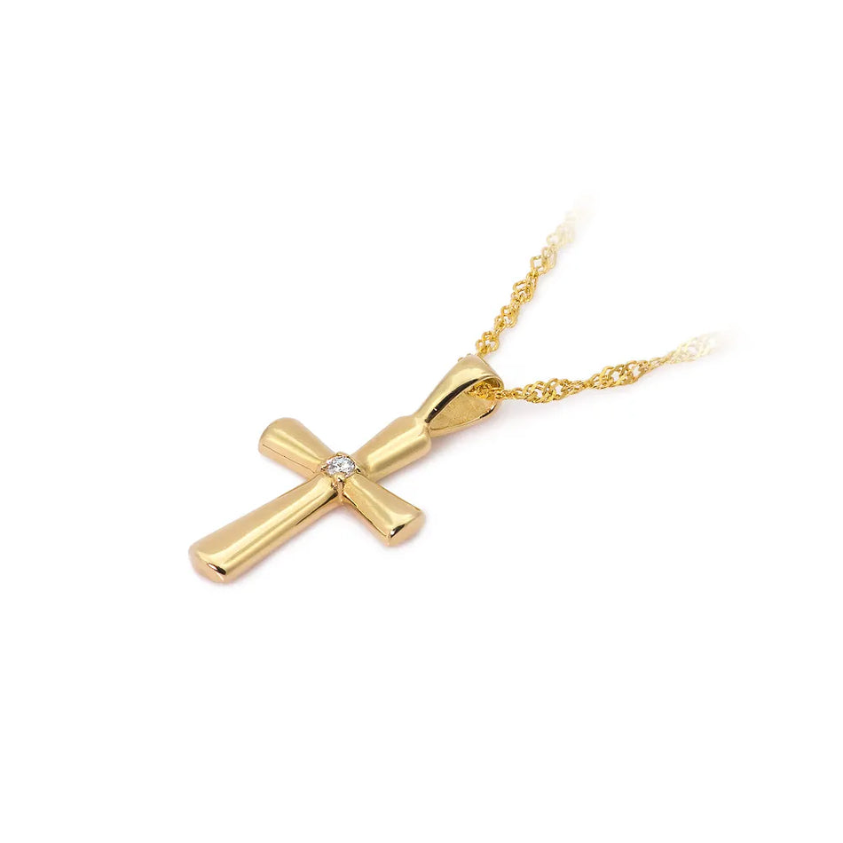 Gold Cross Pendant with Diamonds