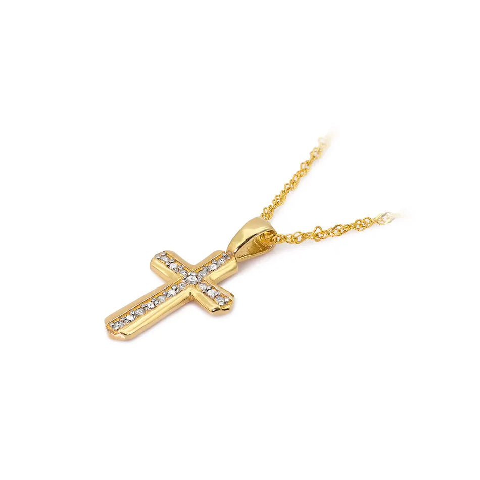 Gold Cross Pendant with Diamonds